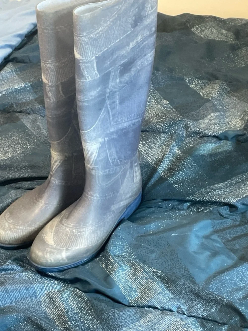 TOP Moda Gray Tall Rubber Rain Boots